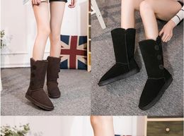 Новые дизайнерские женские модные зимние сапоги, зимние теплые женские высокие сапоги, классические пуговицы для дизайнерских женских ботинок