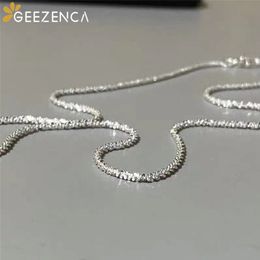 925 Sterling Silver Shinny Choker Necklace 2021 Trend Italian Jewelry Sparkling Clavicle Plain Short Fashion Chain