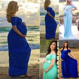 Maternity Slash Neck Dress for Photo Shoot Maxi Gown Maternity Chiffon Dress For Pregnant Women Sexy Maternity Photography Props Y0924