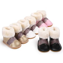 New Winter Super Warm Newborn Baby Girls First Walkers Shoes Infant Toddler Soft Rubber Soled Anti-slip Boots Booties 0-18m G1023