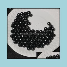 Pearl Loose Beads Jewellery 8-14Mm Perfect Circle Single Artificial Shell Black Half Hole Drop Delivery 2021 6Exk7