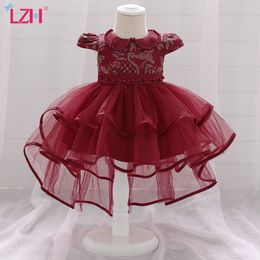 LZH New Baby Girls Dresses For Baby Princess Dress 1st Year Birthday Dress Infant Wedding Party Christmas Dress Newborn Clothes 210312