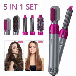air aces UK - 5 in 1 Professional Hair Dryer Brush Automatic Curling Iron Straightener Hot Comb Styling Tools Blow