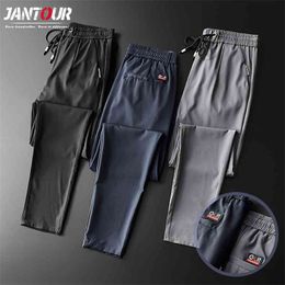 Summer Skinny Men's Pants Casual Jogging Outdoor Cargo Slim Classic Original Clothes Black Grey Thin Fast Dry Trousers Male 38 210723