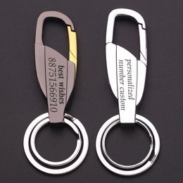 Custom Stainless Steel Car Keychain Engrave Phone Number Name Text Carabiner Business key Pendant Keyrings For Men Car Key Ring