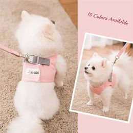 Cute Pet Dog Cat Harness Leash Set Chest Strap Breathable Walking Rope For Small s Pomeranian Vest 211022
