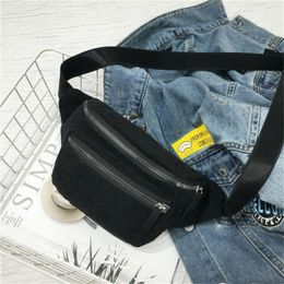 Waist Bags 2021 Womens Bag Fanny Pack Corduroy Belt Purse Small Phone Key Pouch White Black Packs