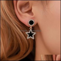 Stud Earrings Jewellery Five-Pointed Star Square Circle Women Geometric Alloy Diamond Ear Drop Korean Business Wind Party Gift Dangle Earring