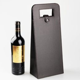 50pcs/lot 4 Colors Luxury Portable PU Leather Double Red Wine Bottle Tote Bag Packaging Case Gift Storage Boxes With Handle SN2054