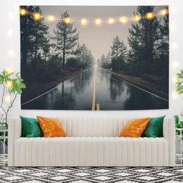 Tapestries Highway And Trees Landscape Tapestry Vintage Exotic Summer Plant Nature Frame For Bedroom Pography Wall Decor