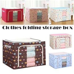 Oxford Cloth Clothes Steel Frame Transparent Storage Box Bed Sheet Blanket Pillow Shoe Rack Container Foldable Case 211102