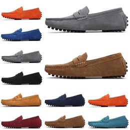 2022 running shoes Selling Promotion walking jogging casual fashion black light pink blue red Grey orange green brown mens slip on lazy Leather shoe