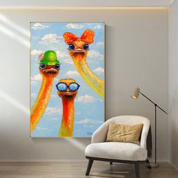 Colourful Bird Posters Canvas Prints Modern Home Decor Ostrich Pictures Wall Art Pictures For Living Room Graffiti Street Art