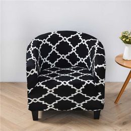 Elastic Coffee Shop Sofa Armchair Seat Cover Protector Spandex Furniture Slipcover Couch Room Single Seater Chair 211116