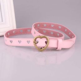Belts Ladies Full Leather Belt Love Punching Decorative Korean Version Of The Wild Pin Buckle
