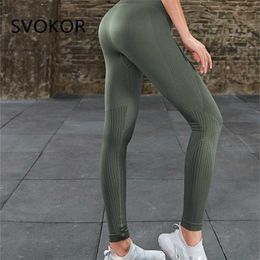 SVOKOR Fitness Leggings Push Up Workout Gym Women Clothing Black High Waist Pants Seamless Solid Jeggings 211215