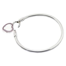 925 Sterling-Silver Charm MOMENTS Smooth with Lock Your Promise Clasp Women Bracelet DIY Jewellery