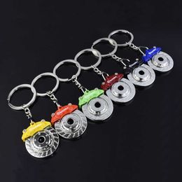 Brake Disc Wheel Calliper Metal Keychain Car Modification Disc Brake Waist Key Ring Trinket Pendant Car Key Buckle Gifts G1019