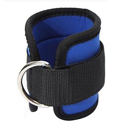 Wholesale- Ankle Strap D-ring Sport Gym Fitness Attachment Thigh Leg Pulley Weight Lifting Blue Black 186 W2