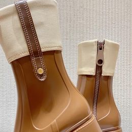 2012 superior quality women Ankle Boots chunky platform Mixed Color Square Toes Rainboots shoes combat boot 7CM heels Martin booties luxury designers womens shoe