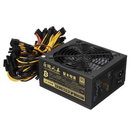 1600W Miner Graphics Card Power Supply For Mining 180~240V 80+ Platinum Certified ATX PSU - Black