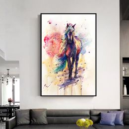 Wall Art Posters Watercolor Horse Animal Art Decorative Pictures For Living Room Canvas Printed Cuadros Decoration