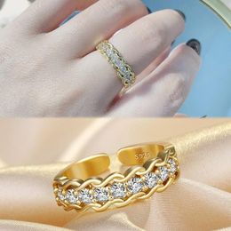 Women Row Diamond Ring Band Finger Gold Open Adjustable Cluster Rings Tail Engagement Wed Fashion Jewelry gift