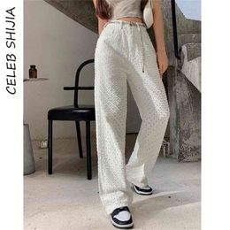 Fashion Embroidery Denim Jeans For Woman Tall Waist Vintage Cowboy Pants Lady Rice White Straight Trousers Female Bottom 210629
