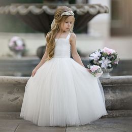 EACHIN Girls Dresses White Tulle Long Kids Dresses for Wedding Dress Stage Costume Party Christmas Dress Children Princess Dress 210303