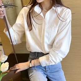 women's shirt autumn solid color loose top Korean clothes Female niche simple long sleeve single breasted bottoming shirt 11878 210527
