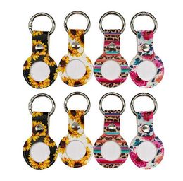 Printing Tracker Protective Cover Keychain Pendant Positioning Anti Lost Device PU Leather Case Keychains Decorative Key Ring wholesale