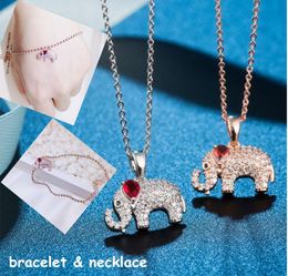 Earrings & Necklace Cute Zircon Copper Crystal Elephant Bracelet Set OGS025 Women Sorority High Bling Jewelry