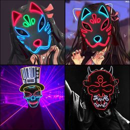 Costume Accessories Fashion NEW EL Neon Light Mask Masque Masquerade Masks LED Mask Halloween Party Supplies Horror Mask Glow In The Dark