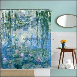 Bathroom Aessories Bath Home & Gardenwatercolor Water Lilies Fowers Floral Decorative Long Cloth Fabric Shower Curtain Curtains Drop Deliver