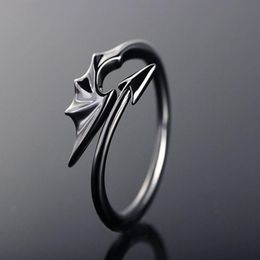 Cluster Rings Punk Style Titanium Brass Koakuma Little Devil Dragon Gothic Evil Vampire Open Ring Party Jewelry Accessories For Men Gift