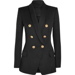 HIGH STREET Fashion Designer Blazer Women's Long Sleeve Double Breasted Metal Lion Buttons Outer Wear 211019