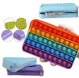 Party Favour Silicone Wallet Bags Push Its Bubble Fidget Toy Pencil Case Simpl Dimmer Antistress Soft Press Pops Figet Toys Bag