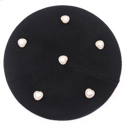 Berets Casual Pearls Wool Knitted Caps For Women Ladies Winter Bonnets Hats Solid Color Skullies Beanies Hair Accessories Design