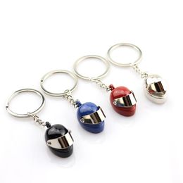 Personality Metal Motorcycle Helmet Key chains Fashion Stereo Safety Auto Bag Car KeyChain Gift Jewellery