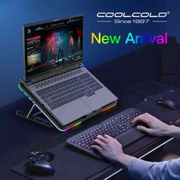 Coolcold RGB Light Base Notebook Six LED Fan 10-15.6 Inch Gaming Laptop Cooler Cooling Pad With Phone Holder