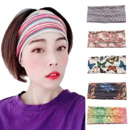 New Floral Print Turban Headwrap Sports Elastic Yoga Hairband Fashion Cotton Fabric Wide Headband For Women Hair Accessoires