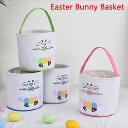 Personalised Easter Bunny Bucket Festive Cloth Rabbit Bow Basket Colourful Egg Storage Bags for Kids Candy Gifts Bag