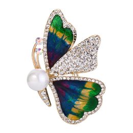 Pins, Brooches Tuliper Butterfly For Women Animal Pendant Enamel Pin Crystal Pearl Broche Femme Party Jewelry Kpop Fashion Korean