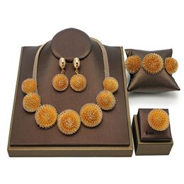 Earrings & Necklace Fashion Dubai Gold Bridal Woman Sets Nigerian Wedding Accessories Jewellery Set African Design Wholesale
