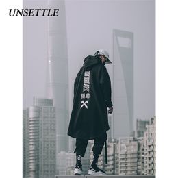 Autumn Japanese Sweatshirt Mens Oversized Hoodies Long Cloak Hip Hop Gothic Outwear Streetwear Coat Harajuku Male Tops 201104