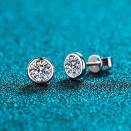 Stud 925 Silver 0.5 ct D Colour Pass Diamond Test Round Excellent Cut Romantic Good Moissanite Earrings