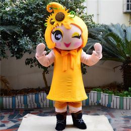 Halloween Sun flower girl Mascot Costume Top Quality Customise Cartoon Anime theme character Adult Size Christmas Carnival fancy dress