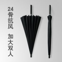 Umbrellas 24k Black Large Umbrella Long Handle Windproof Men Luxury Wedding Outdoor Golf Rain Women Paraguas Mujer Gear