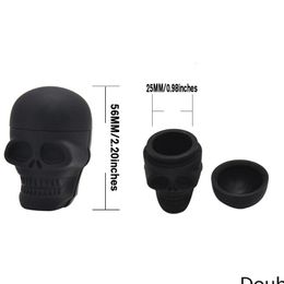 Other Smoking Accessories Skull shape container 3ml 15ml silicone jars dab wax vaporizer oil rubber food grade dry herb box togther