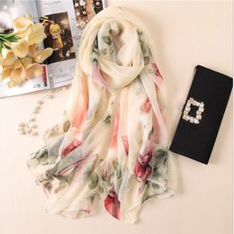 2021 new ladies plain weave printed silk scarf travel vacation sunscreen silk scarf ladies elegant scarf GC10